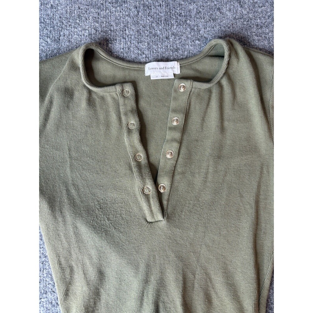 Lovers and Friends Bodysuit Women XXS Green Long Sleeve Basic Minimalist 2XS - Picture 8 of 9